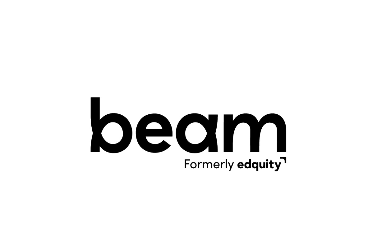 black on white background Beam formelry Edquity logo